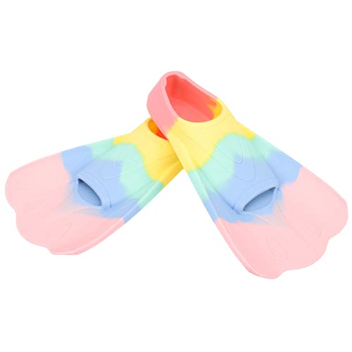 KICHOUSE 1Pair Swimming Fins Lightweight Silicone Swim Flippers for Compact Comfortable Durable Diving Training Aid for Pool Sea Swimming Macaron XXS