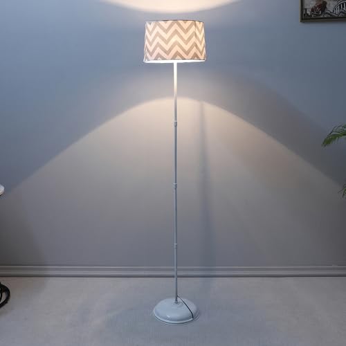 Image of tu casa White Metal-Iron Base Foldable Floor Lamps with Maze Print & Satin Shade for Bedroom, Living Room, Lounge, Office Area, Gifting Without Bulb for Home Decoration (Height - 57 inch)