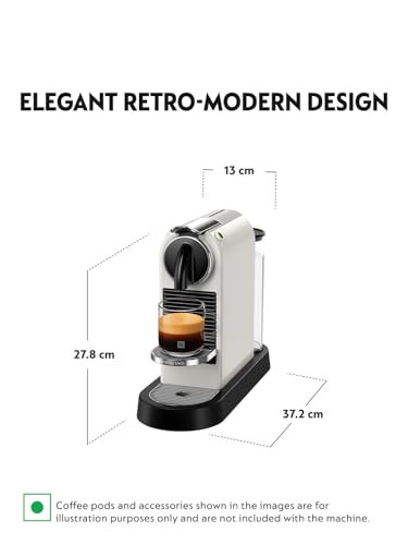 Image of Nespresso CitiZ Coffee Machine (White) with 2 Coffee Sleeves|One-Touch Brewing | 40ml Espresso & 110ml Lungo |Coffee Machine for Home| 2 Years Warranty| Authorized Distributor