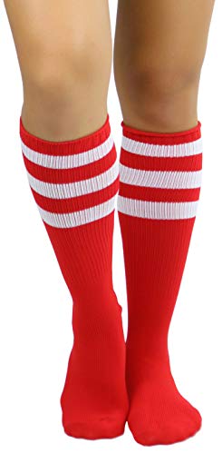 Image of ToBeInStyle Women's Premium Below Knee Athletic Socks w /Contrasting Wide Stripes
