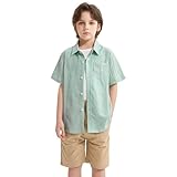 [LOLANTA] 子供 ワイシャツ 半袖 綿麻 グアヤベラシャツ カジュアル 子供服 男の子 夏服 ミントグリーン 130