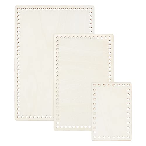 Pandahall Cesta de Madera de 3 Tamaños Cesta de Ganchillo Natural Base de Madera sin Teñir...