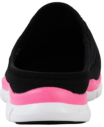 Skechers Women's No Limits Slip-On Mule Sneaker Black/White/Pink 9.5 Wide #TOP3