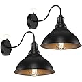 JOGOLED Outdoor Farmhouse Barn Light Fixtures - Wall Sconces Set of 2 Pack 10 inch Dusk to Dawn Outside Lights for House, E26 Socket Exterior Gooseneck Light for Porch Garage