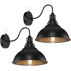 JOGOLED Outdoor Farmhouse Barn Light Fixtures – Wall Sconces Set of 2 Pack 10 inch Dusk to Dawn Outside Lights for House, E26 Socket Exterior Gooseneck Light for Porch Garage