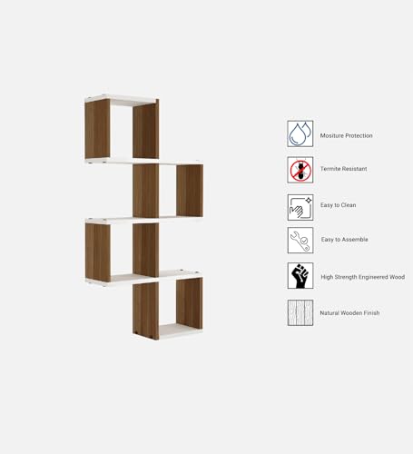 Image of Aura Multipurpose Modular Wall Racks /Shelves /Organiser /Decor Particle Board Wall Shelf (Number of Shelves - 7, Beige, White)