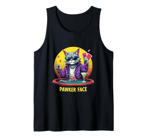 Homme Marrant Chat Jeu Casino Poker Humour Débardeur