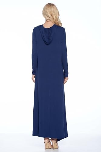 Image of Isaac Liev Women's Maxi Cardigan Casual Extra Long Open Front Floor Length Lightweight Duster Cardigans Womens with Hoodie