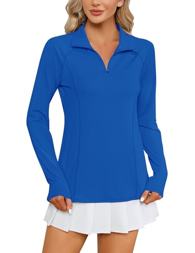 Image of LOMON Women Long Sleeve Shirts Sun Protection 1 /4 Zip Summer Quick Dry Hiking Shirts Quarter Zip Pullover for Women