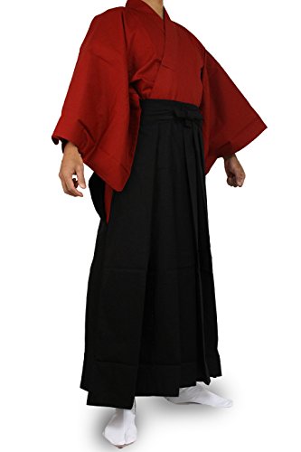 Edoten Japanese Samurai Hakama Uniform Traditional Japanese Clothing Kimono RD-BK L