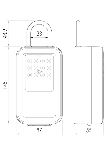 WizElek - Inteligentna skrzynka na klucze Tuya - Zwiększona żywotność baterii (4 baterie AA) - Wbudowany czujnik otwarty/zamknięty - bramka Wi-Fi - odcisk palca, kod, odznaki x5, smartfon, klucz