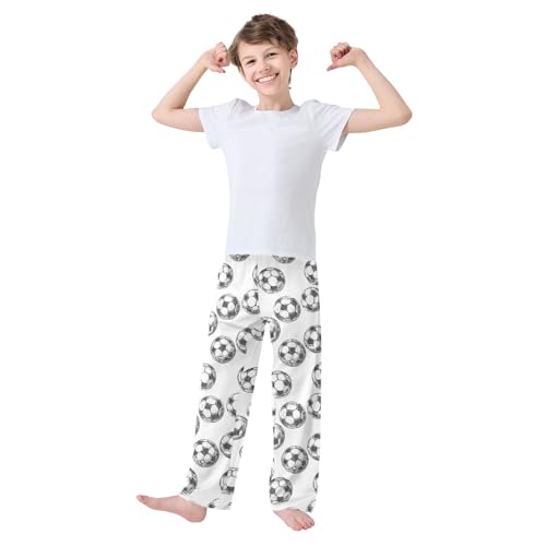 ALAZA Hipster Soccer Ball White Pajama Pants Long Sleep Pant Pajama Bottoms Elastic Waist with Pockets2