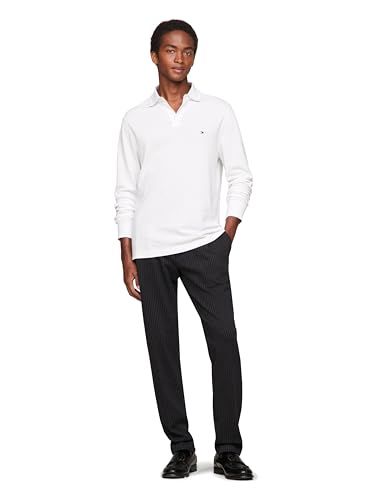 Tommy Hilfiger Men's Long Sleeve Polo Shirts in Regular Fit with Stretch and Organic Pique Cotton, White - image 3