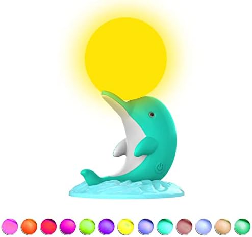 Dolphin Star Night Light Projector - 360° Rotating Starry Night Lamp, ABS Bedside Touch Control for Kids Room, Nursery Decor (Blue)​​