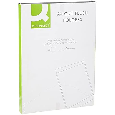 Q Connect A4 Cut Flush Folder(Pack of 100) - Clear Cover