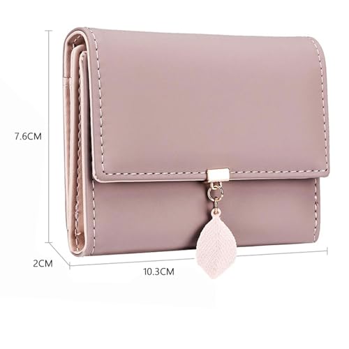 Womens wallet Large Capacity PU Leather Card Holder Wallet for Women with Leaf Pendant Multi-Card Slot Business Card Organizer2
