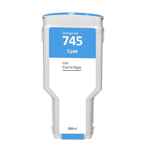 Hallosun Cartucho de tinta 300ML HP 745 cian (F9K03A) compatible con impresoras HP DesignJet Z2600 Z5600