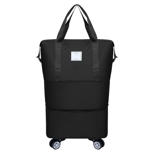 Beente Travel Bag With Wheels, new large capacity travel bag - universal wheel removable, Suitable for travel camping (Black)