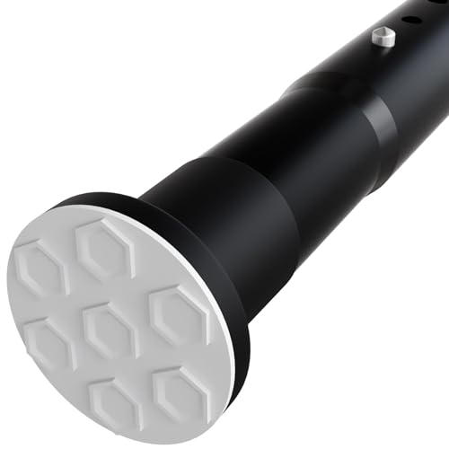 Oxdigi Tension Curtain Rods Adjustable Shower Curtain Rod Spring Tension 122.4-142.1 Inches, Curtain Rods No Drill No Rust Antislip Heavy Duty for Bathroom, Window, Closet, Room Divider, Matte Black