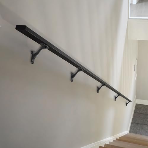 khtumeware 6 Pack 3 Inch Matte Black Hand Rail Bracket Heavy Duty Hardware for Stairways, Home or Office Stair Support Handrail Brackets - Image 4