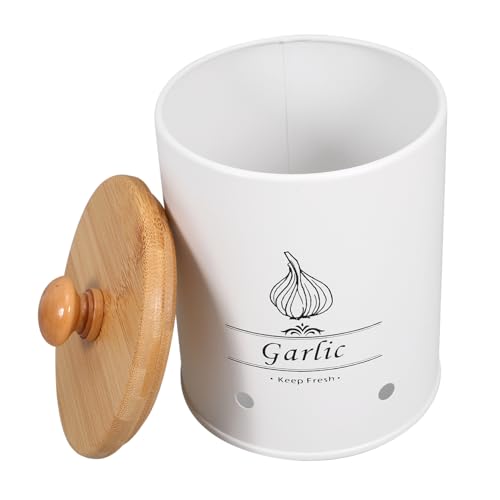 Mikinona Garlic Keeper Ginger Storage Jar Kitchen Counter -keeping Can for Onions Potatoes Fruits Veggies Eggs