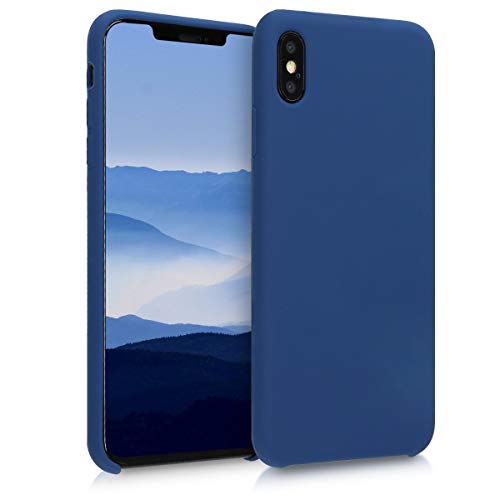 kwmobile Carcasa Compatible con Apple iPhone XS MAX Funda - Case TPU y Silicona antigolpes - Apto Carga inalámbrica - Azul Marino