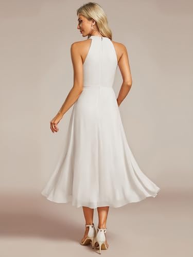 Image of Ever-Pretty Women's Halter Chiffon Midi Cocktail Wedding Guest Dress