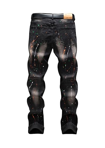 Men's Street Fashion Trendy Embroidered Ripped Star Print Jeans2