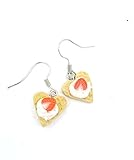 handmade aus Modelliermasse Erdbeer Sahne Waffel Ohrringe Damen handmade Ohrhänger