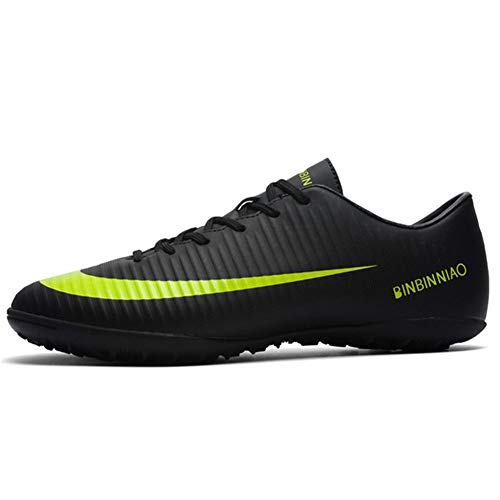 YISHIO Turf Zapatos Negro Hombres fútbol, ​​niños Formación Grapas del fútbol Botas de Tobillo Deporte Adolescentes Zapatillas de Deporte-Razor Moldeado Stud Entrenadores de fútbol de Tierra Botas