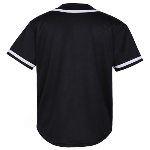 QTWW INC Camisa de beisebol infantil para meninos, camisa de botão, manga curta, hip hop, uniformes