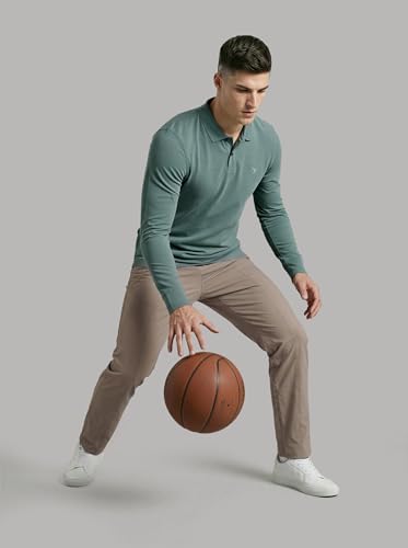 Image of TECHNOSPORT Men's Solid Full Sleeve Polo T-Shirt MATPIQ Quick Dry Slim Fit Sports Tee for Travel Casual Smart Wear UPF50+ Anti Odour