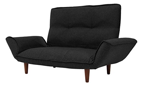 セルタン 日本製 カウチソファー 和楽の極 ハイバック 2人掛け ポケットコイル ダリアンブラック 背部肘部リクライニング 高反発 A316p-564BK