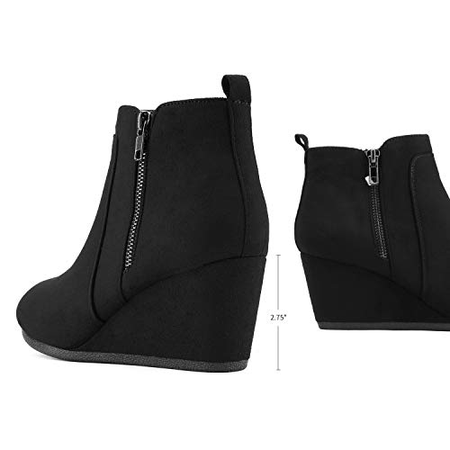 DREAM PAIRS Women's Suede Low Wedges Ankle Boots3