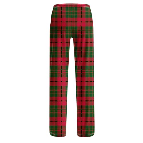 Girls Pants Color Pattern Loose Lounge Jogger Pants Elastic Waist Green Plaid Christmas Pajamas Long Bottoms Trouser4