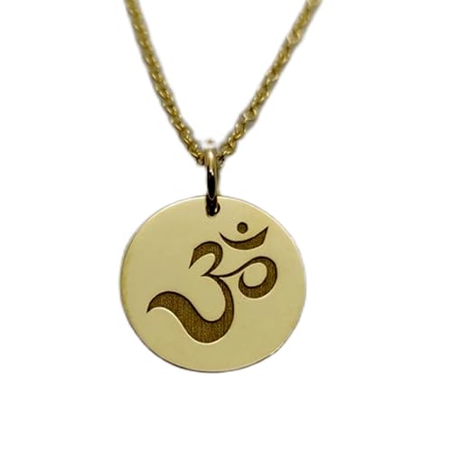 Collier pendentif pièce gravée Aum en argent plaqué or de haute qualité