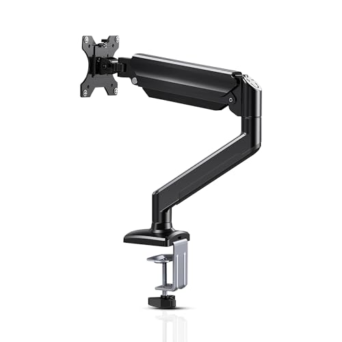 Image of Robustt Single Arm Gas Spring Monitor Stand | Arm For 17-32 inch Monitor | Full Motion Monitor Desk Mount With 70 To -45 Tilt, 180 Swivel And Full Rotation | Vesa 75x75 To 100x100mm | 10 Kg Capacity
