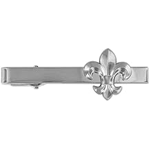 PinMart Fluer De Lis Tie Clip Tie Bar - Silver or Gold Color Plated - Engravable or Non-engravable