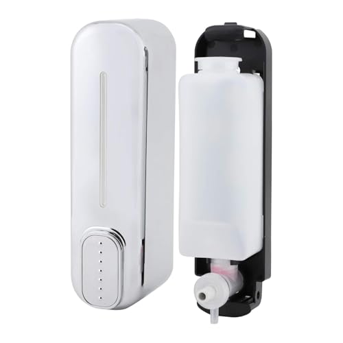 Image of Black ABS Wall Mounted Soap Dispenser: Leak-Free Hand Wash & Shampoo Bottle for Bathroom, Kitchen, Shower, Ideal Home Gadget & Organiser for Soap Dispenser in Wash Basin. (Chrome Finish)
