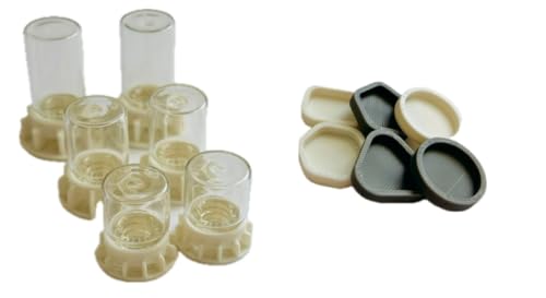 UNDERGROUNDCITI 3D printed, 6 piece water feeders and 6 feeding dishes for ants, insects, 1mL, 2mL, 3mL