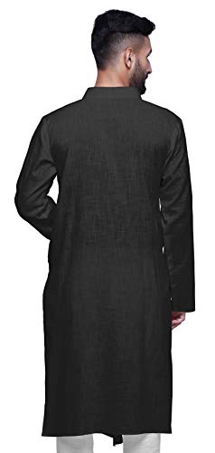 Image of Atasi Mandarin Collar Mens Kurta Shirt Solid Cotton Flex Long Kurta for Boys