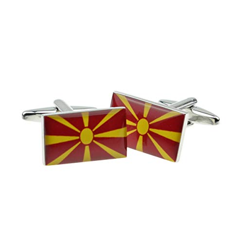 Mancuernillas para hombre con bandera de Macedonia miniatura 1