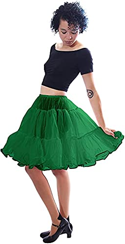 BellaSous Luxury Adult Woman Multi Layered Knee Length Petticoat Halloween Skirt (Kelly Green,One Size)