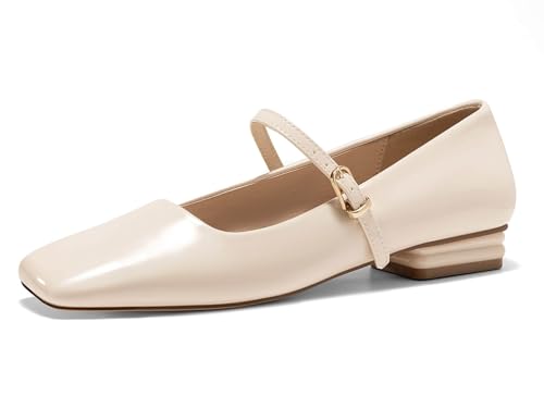 Coutgo Women's Mary Jane Flats Closed Square Toe Ballet Flat Dressy Comfortable Slip on Shoes