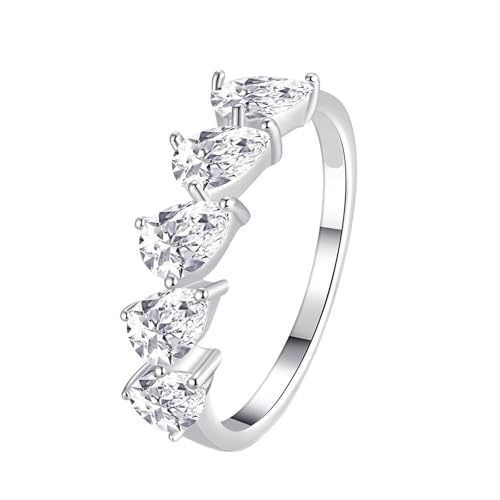 KnSam Anillos de amistad de oro de 18 quilates 750, auténticos, clásicos y pequeños, con moissanita, anillos para parejas PT950 platino, talla 47-65, Oro blanco 375 de 9 quilates, Moissanita
