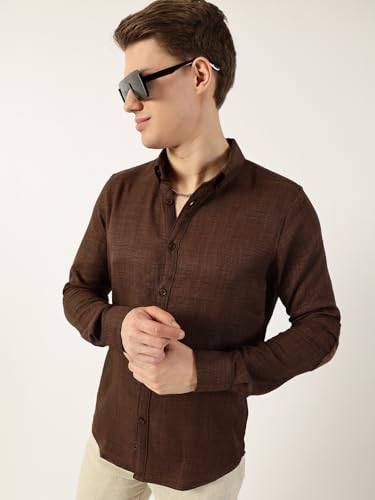 Image of Thomas Scott Men's | Solid | Full Sleeve | Regular Fit | Polyester | Button Down Collar | Casual Shirt