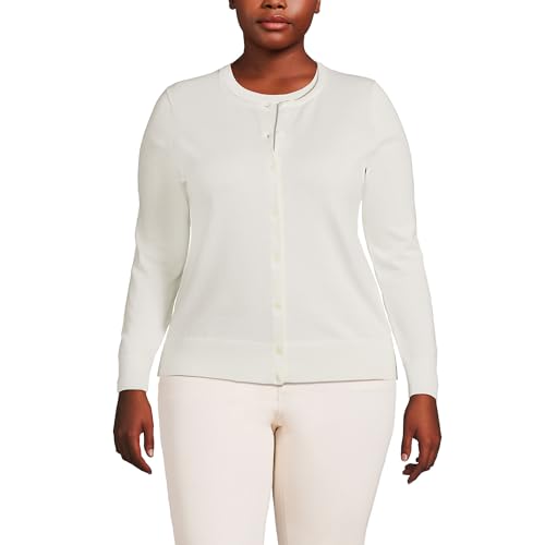 Image of Lands' End Women's Fine Gauge Cotton Cardigan Sweater