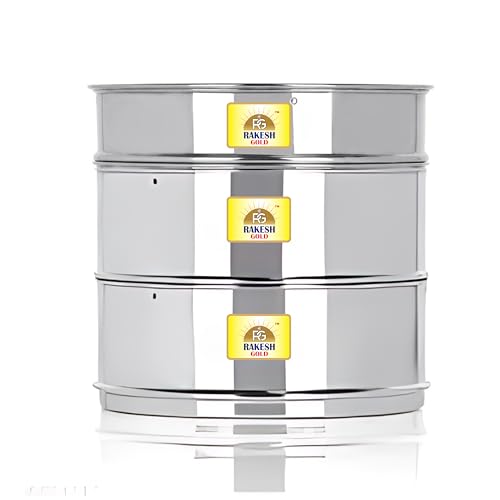 Image of Rakesh Gold Stainless Steel Stackable Separator Bowls (Outer Lid Cooker, 7-8L cooker's Containers)