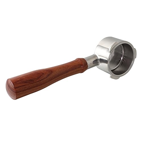 CAPFEI Bodenloser Siebträger 51mm für Casabrews CM5418/Cecotec Power Espresso 20 mit 3 Ohren 4mm Dicke und Holzgriff