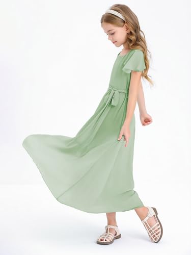 Fancy Girl Junior Bridesmaid Dresses Kids Sleeveless Cute Maxi Dress Teen Long Wedding Party Prom Gowns4